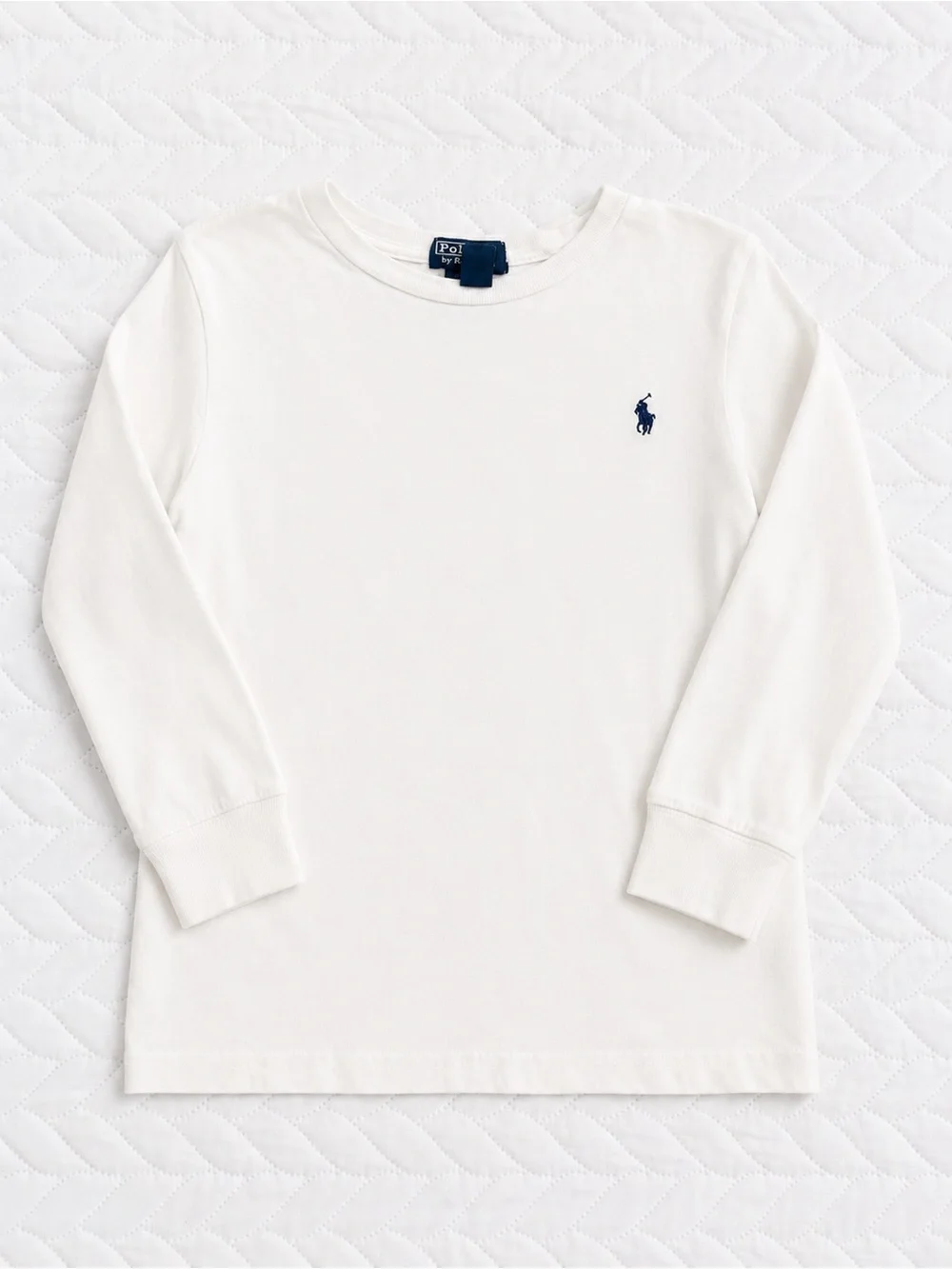 Ralph Lauren White Long-Sleeve Tee with Navy Pony